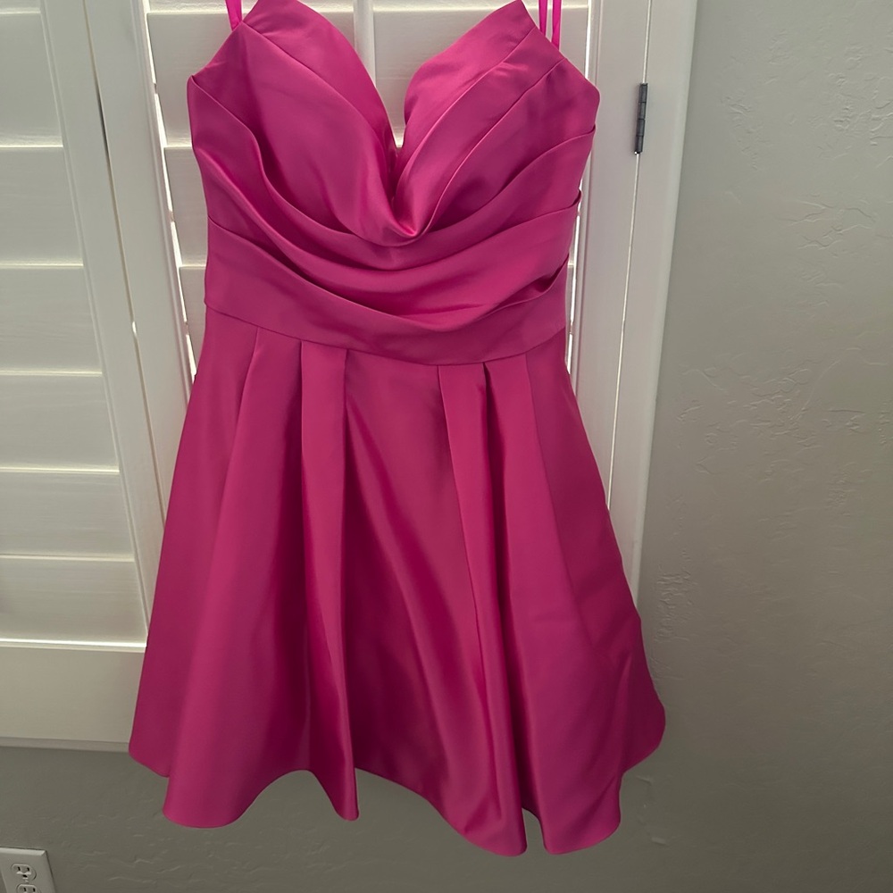 Blondie Nites Vibrant Pink Mini Dress for teen prom and homecoming